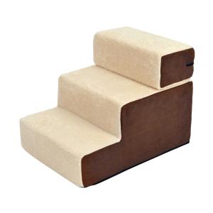 PawHut Deluxe Pet Stairs 3 Steps Dog Cat Soft Padded Covered Staircase Non Slip