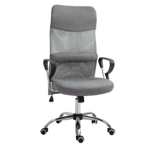 Vinsetto Ergonomic HIgh Back Task Office Chair Mesh Computer Seat with Lumbar Support Grey