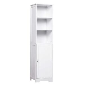 kleankin 160cm Tall BathroomTallboy Cabinet Cupboard Storage Unit White Freestanding