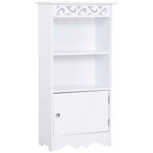 HOMCOM Storage Cabinet Home Organizer 2 Shelves & Door Cabinet w/ Scrolled Top MDF White