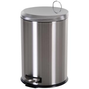 HOMCOM 20L T430 D29.2 x 44 H cm Step-on Trash Can Stainless Steel Round Garbage Bin Silent Gentle Open and Close Dustbin with Pedal