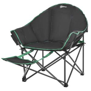 Outsunny Foldable Fishing Camping Chair with Carry Bag & Adjustable Footrest for Outdoor, Beach, Picnic, Hiking, Travel