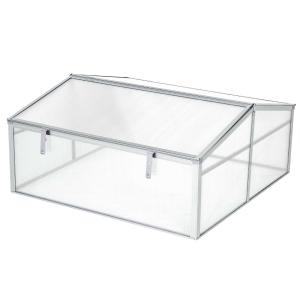 Outsunny Outdoor Greenhouse Polycarbonate Grow House Flower Vegetable Plants Raised Bed Garden Allotment Protector Aluminum Frame 100 x 100 x 48 cm