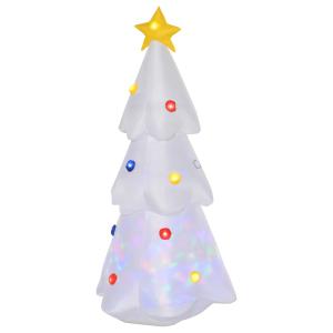 HOMCOM Árbol de Navidad Inflable 122 cm de Altura con Luces LED e Inflador Decoración Navideña para Interiores Exteriores 60x51x122 cm Blanco