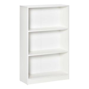 HOMCOM Estantería Librería con 3 Compartimentos de Almacenaje Libros CDs Plantas para Salón Estudio Dormitorio 62,2x24x102,4 cm Blanco