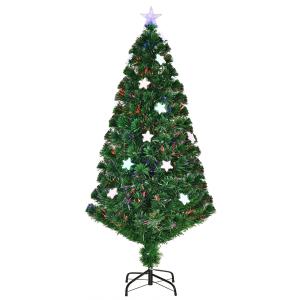 HOMCOM Sapin de Noël artificiel lumineux fibre optique LED multicolore