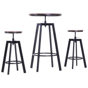 Homcom Ensemble Table de Bar + 2 Tabourets Marron 180 x 67 x 105 cm
