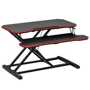 Vinsetto Station de travail gaming - bureau assis debout - acier MDF aspect bambou