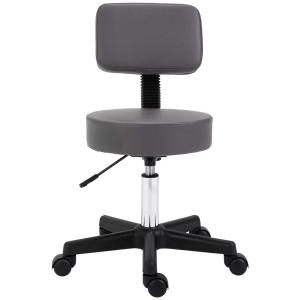 Homcom Tabouret massage à roulettes réglable en hauteur pivotant dossier ergonomique gris