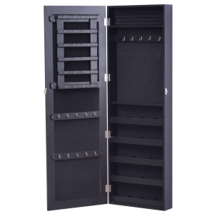 Homcom Armoire à Bijoux Multi-Rangements en Bois Noir 37 x 10 x 112 cm