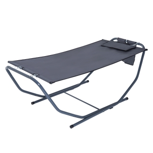 Outsunny Hamac de Jardin avec Support en Textilène Gris 227 x 94 x 69 cm