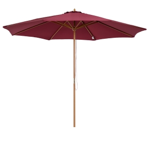 Outsunny Parasol de Jardin en Bois Rouge Ø3 m x 2,5 m