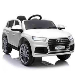 HOMCOM Coche Eléctrico para Niño +3 Años Audi Q5 con Mando a Distancia MP3 Luces y Sonidos Apertura de Puerta 116x75x56cm Carga 30kg Blanco