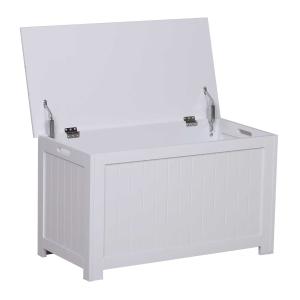Homcom Coffre malle de rangement 81L x 40l x 46H cm MDF blanc