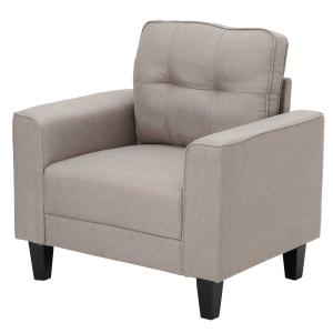 HOMCOM Butaca de Salón con Asiento Acolchado y Patas de Madera Sillón Sofá Individual Moderno para Dormitorio Oficina 90x72x91 cm Beige