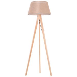 HOMCOM Lámpara de Pie Moderna para Dormitorio Estudio Salón con Luces E27 40W y Pulsador de Pie con Base Trípode Inoxidable Pantalla de Lino Beige 146cm