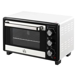 HOMCOM Horno Sobremesa de Convección 16L 1400W con 3 Modos de Calor Temperatura hasta 230 ℃ Temporizador 60 Minutos Bandeja de Horneado y Rejilla 44x32x28,1 cm Blanco y Negro