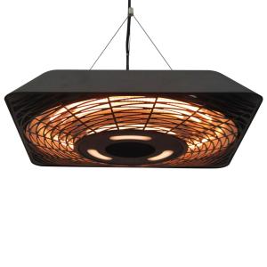 Outsunny Estufa Colgante de Techo 800/1200/2000W Calefactor para Terraza 3 Niveles de Calor con Iluminación LED Independiente Mando a Distancia e Interruptor Táctil IP45 45x45x10 cm Negro