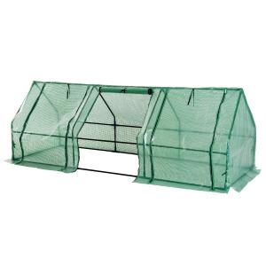 Outsunny Invernadero de Jardín Terraza 270x90x90 cm Tipo Caseta Tubo de Acero con 3 Ventanas Vivero Casero para Cultivo Plantas Flores Tomates Verde