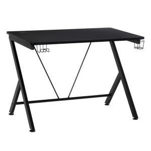 HOMCOM Gaming Desk Computer Table Metal Frame with Cup Holder, Headphone Hook, Cable Hole, Black