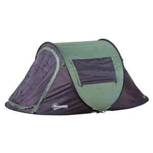 Outsunny Tienda de Campaña Pop-up para 2 Personas Tienda de Dormir con Bolsa de Almacenaje Portátil Ligera y con Mosquitero 250x150x100cm Verde