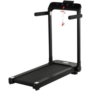 HOMCOM Cinta de Correr y Andar Eléctrica 500W con 4 Pantallas LED Velocidad hasta 10 km/h 12 Programas Botón de Emergencia y Ruedas 64x125x119 cm Negro