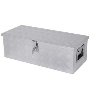 HOMCOM Aluminum Toolbox Truck Storage Box Trailer for Camper RV Vehicle Utility Tool w/Lock and 2 Keys