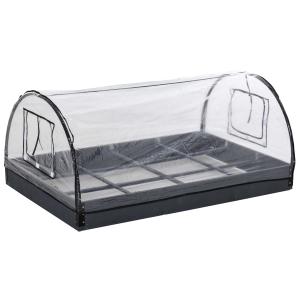 Outsunny 12 Grids Garden Bed Planter Kit Box with Greenhouse with 2 Roll Up Windows Dual Use, Outdoor, PVC Cover, 120 x 79 x 53cm