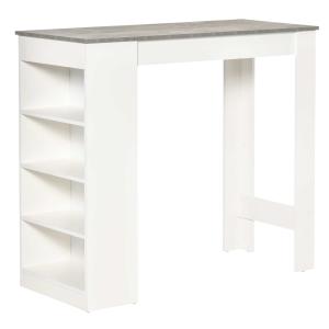 HOMCOM Bar Table Coffee Table Kitchen Dining Table with 4-Tier Storage Shelf for Kitchen, Dining Room, Living Room, Grey