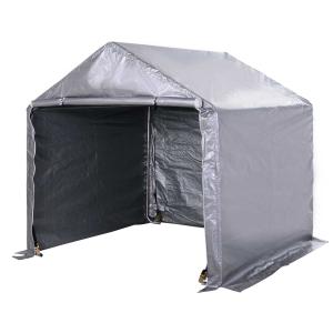 Outsunny 2 x 2m Garden Garage Storage Tent Galvanized Steel Outdoor Carport Gazebo Waterproof UV-Resistant - Grey