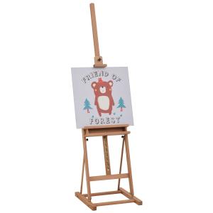 Vinsetto H-Frame Wooden Studio Easel Height Adjustable with Canvas Holder and Pencil Case for Display, Exhibition, Drawing, Painting