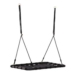 HOMCOM Hanging Tree Swing Seat Flying Platform Metal Frame Backyard Playground Black