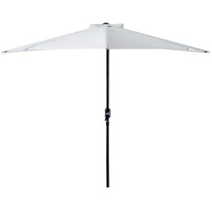 Outsunny 3(m) Half Parasol Semi Round Umbrella Patio Metal Frame Crank Handle for Balcony-- NO BASE INCLUDED, White