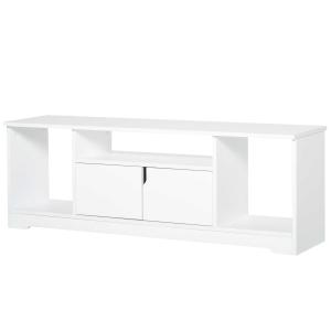 HOMCOM 120cm Modern TV Stand with Shelves & Storage Cabinet for TV up to 42'', Media Entertainment Center, Living Room Bedroom, White