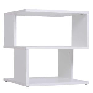 HOMCOM Modern Square 2 Tier Wood Coffee Side Table Storage Shelf Rack Living Room White