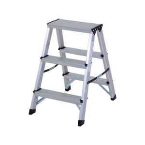 HOMCOM Aluminium Double Sided Step Ladder Folding A-type Household Stepper (3 Steps)