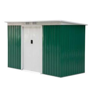 Outsunny 9ft x 4ft Corrugated Garden Metal Storage Shed Outdoor Equipment Tool Box with Foundation Ventilation & Doors