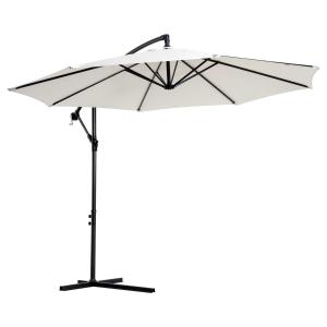 Outsunny 3 meter Cantilever Umbrella Garden Banana Parasol Patio Hanging Sun Shade Off-White