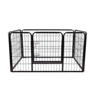 PawHut Heavy Duty Dog Pet Puppy Metal Playpen Play Pen Rabbit Pig Hutch Run Enclosure Foldable Black Large, 125 x 80 x 70 cm