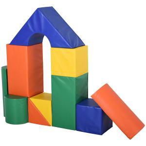 HOMCOM 11 Piece Climb and Crawl Activity Play Set Soft Foam Blocks Building Set for Baby Toddler Preschooler Indoor Play Equipment Learning Toys Multicolor