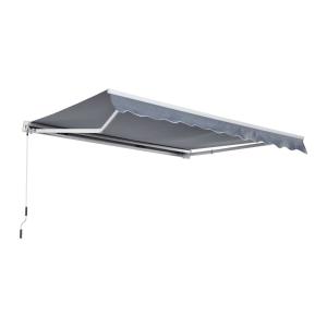 Outsunny 4m x 3(m) Garden Patio Manual Awning Canopy Sun Shade Shelter Retractable Grey