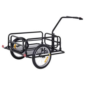 HOMCOM Bike Cargo Trailer Bicycle Cargo Storage Cart w/ Hitch Cycling Camping Luggage Storage Carrier Transport Steel Black