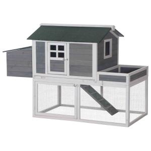 PawHut Wooden Chicken Coop Backyard Hen Cage Poultry House with Plant Box Nesting Box 160 x 80 x 110 cm