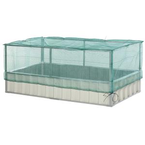 Outsunny Metal Raised Garden Bed Color Steel Screwless Heavy Duty Planter Box w/ Net Cover & Gloves for Growing Vegetables, Flowers, Herbs and Succulents