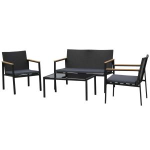 Outsunny 4-Piece Cushioned Outdoor Rattan Wicker Chair and Loveseat Furniture Set
