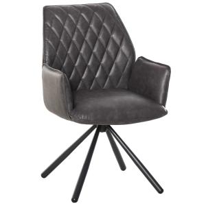 HOMCOM Swivel Dining Chair Upholstered Leisure Seat for Kitchen Living Room Office with Metal Legs