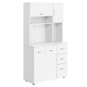 HOMCOM 66" Wood Kitchen Pantry Storage Cabinet Microwave Oven Stand with Storage - White