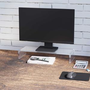 HOMCOM Large Clear Acrylic Perspex Monitor Computer TV Stand Riser Shelf Plinth Display Stand 12mm Thick