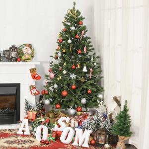 HOMCOM Árbol de Navidad Ø90x180 cm Artificial con 696 Ramas PE Tridente y PVC Individual y Base Plegable Árbol Navideño Decorativo Exteriores Interiores Verde