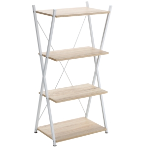 HOMCOM Regał w kształcie litery X, regał stojący, 4 półki, do salonu, metal